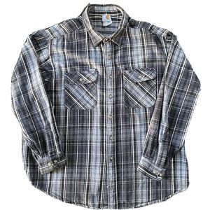 Vintage Rugged Outdoor Carhartt Plaid Button Down XL Union Made in USA SU204